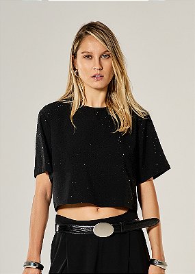 Blusa Strass Natalia Preto