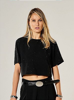 Blusa Strass Natalia Preto