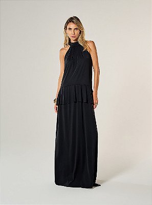 Vestido Malha Flora Preto