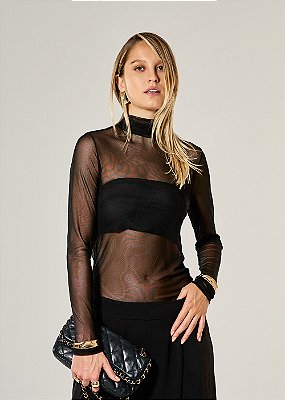 Blusa Tule Juliana Preto