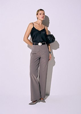 Calça Crepe Alfaiataria Selena Cinza