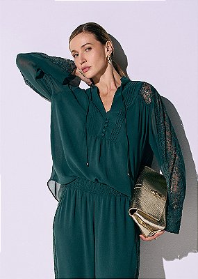 Blusa Musseline Iza Verde Jade