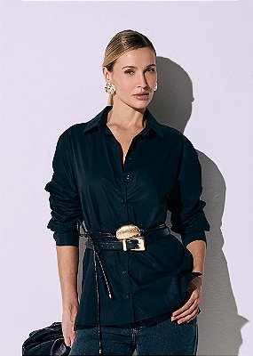 Camisa Tricoline Pâmela Preto