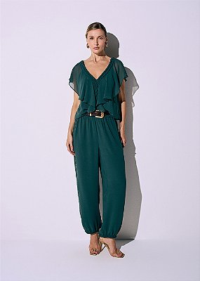 Calça Musseline Elisa Verde Jade