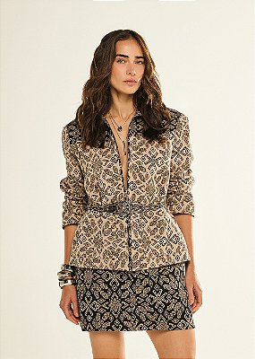 Shorts Saia Melissa Estampado Preto