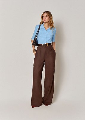 Calça Linho Blend Beca Marrom