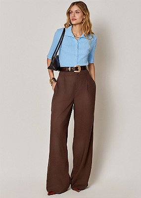 Calça Linho Blend Beca Marrom