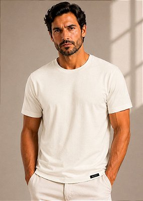 T-Shirt Malha Pima Masculina Off White