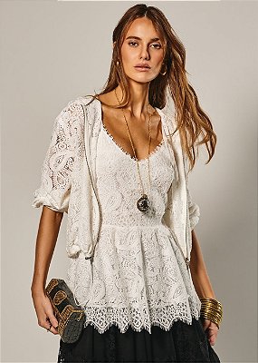 Jaqueta Bomber Renda Isabella Off White