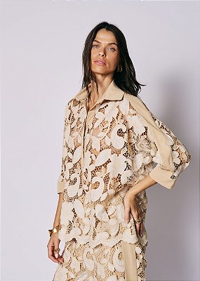 Blusa Renda Eliza Bege