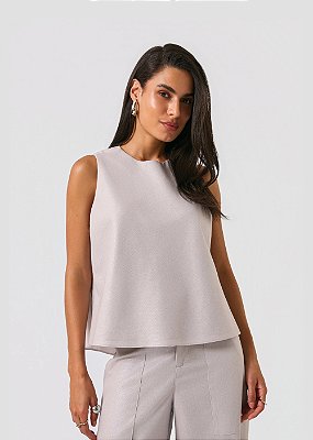 Blusa Linho Metallic Cinthia Prata