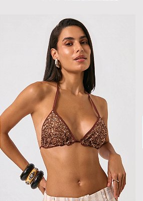 Top Paetê Malu Bronze