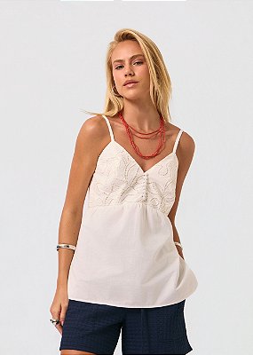 Blusa Voil Bordado Julia Off White