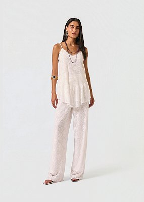 Calça Reta Renda Francieli Off White