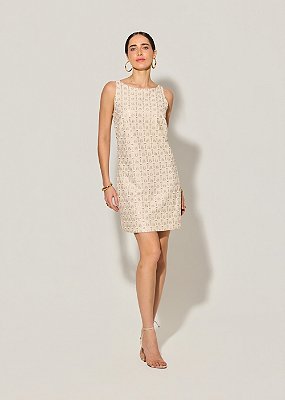 Vestido Linho Bordado Pamela Cru
