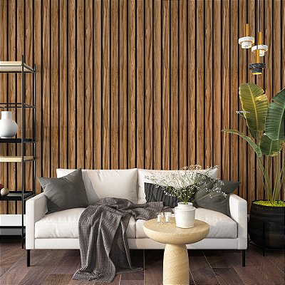 Papel de Parede Ripado Marrom Tradicional