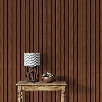 Papel de Parede Ripado Vermelho Terra