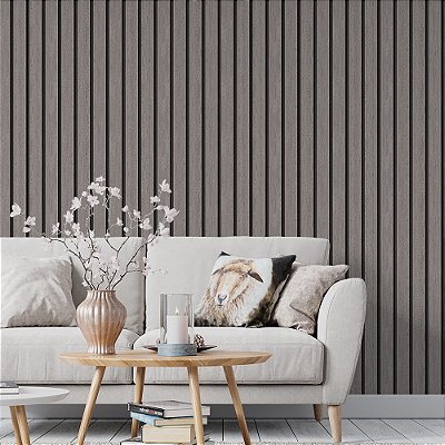 Papel de Parede Ripado Cinza