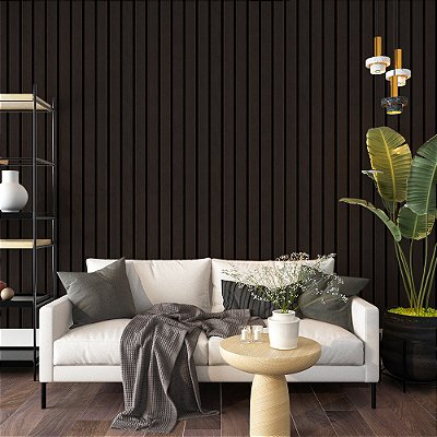 Papel de Parede Ripado Preto Avermelhado