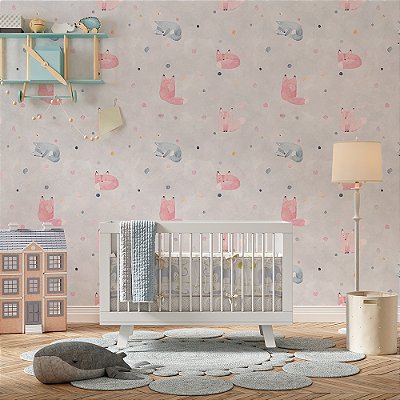 Papel de Parede Animais Fofos Raposas Azuis e Vermelhas