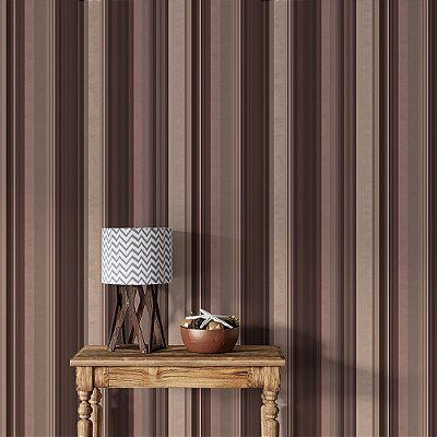 Papel de Parede Listrado Marrom Avermelhado