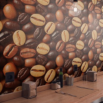 Papel de Parede Lanchonete Grãos de Café Misto