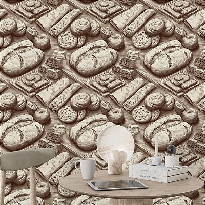 Papel de Parede Lanchonete Pães e Massas