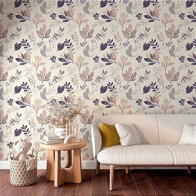 Papel de Parede Floral Flores Roxo e Rosa