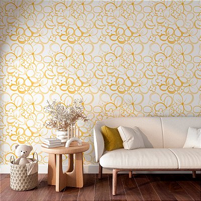 Papel de Parede Floral Aquarela Flores Amarelas