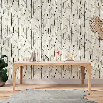 Papel de Parede Floral Ramas de Folhas