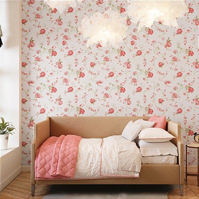 Papel de Parede Floral Flores Rosas Vermelhas Romântico