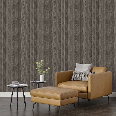 Papel de Parede Madeira Rústico Cinza Escuro