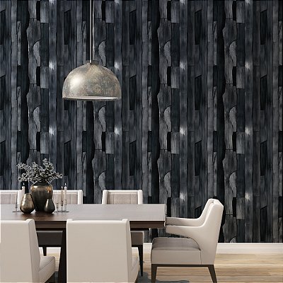 Papel de Parede Madeira Cinza Escuro