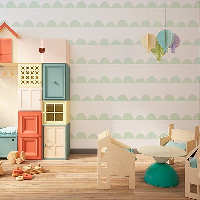 Papel de Parede Listrado Nuvens