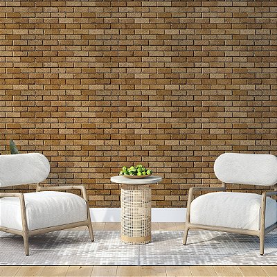Papel de Parede Tijolos Laranja Terra