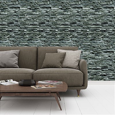 Papel de Parede Pedras Canjiquinha Cinza Escuro