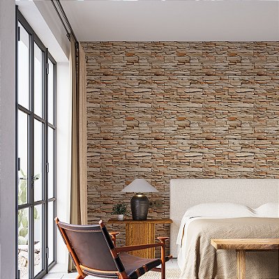 Papel de Parede Pedras Canjiquinha Amarelo Claro