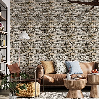 Papel de Parede Pedras Muro de Pedras Rústico