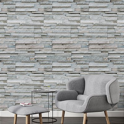 Papel de Parede Pedras Filetada Cinza