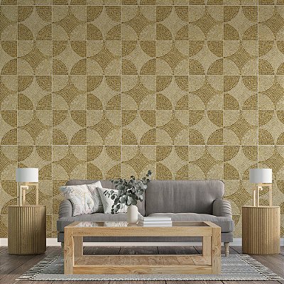 Papel de Parede Pedras Mosaico Geométrico em Tons de Bege