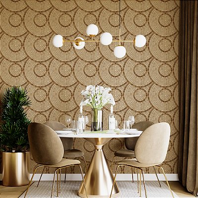 Papel de Parede Pedras Mosaico Geométrico Escamas Bege