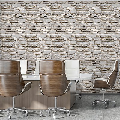 Papel de Parede Pedras Muro de Pedras Rústico Branco