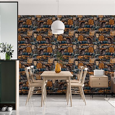 Papel de Parede Pedras Quadradas Mosaico Colorido