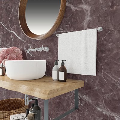 Papel de Parede Mármore Bordô Veios Brancos Luxo