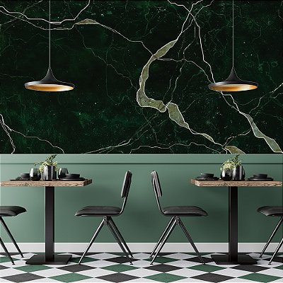 Papel de Parede Mármore Verde Escuro