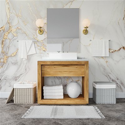 Papel de Parede Mármore Branco Veios Dourado