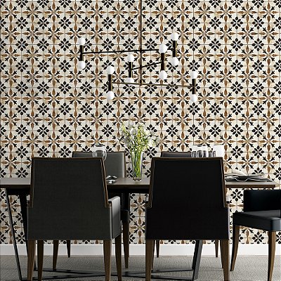 Papel de Parede Azulejo Ladrilho Retrô Marrom e Bege
