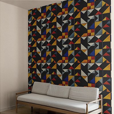 Papel de Parede Azulejo Geométrico Abstrato Escuro