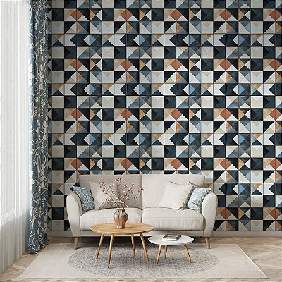 Papel de Parede Azulejo Geométrico Triângulos Sóbrio
