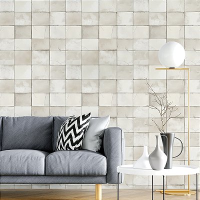 Papel de Parede Azulejo Branco Envelhecido